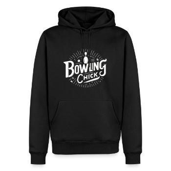 Bowling Chick 19 - Männer Premium Bio Hoodie - Schwarz - Vorne - Nico (187cm)