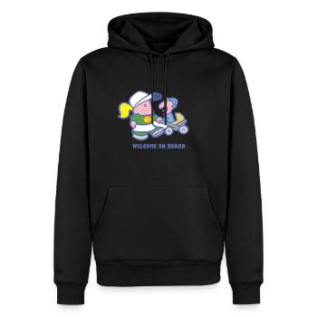 Willkommen an Bord - Männer Premium Bio Hoodie - Schwarz - Vorne - Nico (187cm)