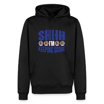 Chut, je garde le score 7 - Sweat à capuche Premium bio Homme - noir - Devant - Nico (187cm)