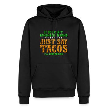 Dites simplement des tacos, je vais tourner autour de 3 - Sweat à capuche Premium bio Homme - noir - Devant - Nico (187cm)