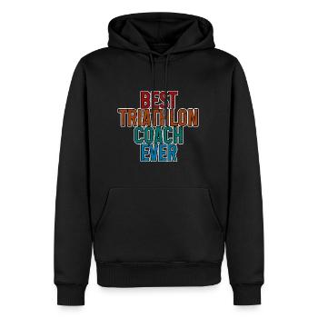 Meilleur entraîneur de triathlon de tous les temps 3 - Sweat à capuche Premium bio Homme - noir - Devant - Nico (187cm)