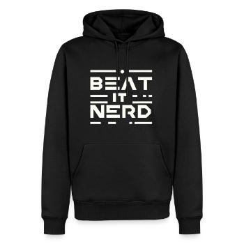 Battez-le Nerd 16 - Sweat à capuche Premium bio Homme - noir - Devant - Nico (187cm)