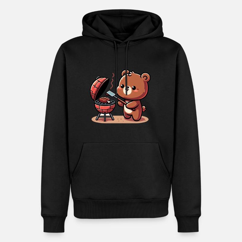 Ours BBQ mignon - Sweat à capuche Premium bio Homme - noir