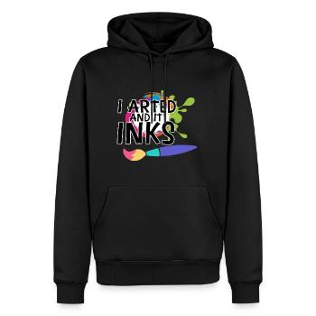 I Arted And It Inks 3 - Männer Premium Bio Hoodie - Schwarz - Vorne - Nico (187cm)
