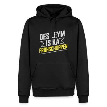 Frankenwaldshirts - Des Leym is ka Frühschoppen - Männer Premium Bio Hoodie - Schwarz - Vorne - Nico (187cm)