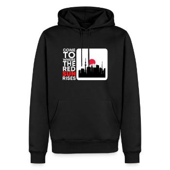 Venez là où le soleil rouge se lève, Japon - Sweat à capuche Premium bio Homme - noir - Devant - Nico (187cm)