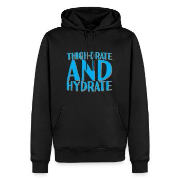 Cuisse-Drate Et Hydrater 2 - Sweat à capuche Premium bio Homme - noir - Devant - Nico (187cm)