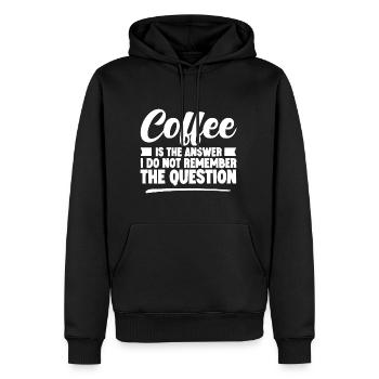 Coffee Is The Answer I Don't Remember The Question - Men’s Premium Organic Hoodie - black - Front - Nico (187cm)