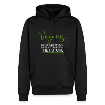 Végétaliens, nous sommes loin du futur - Sweat à capuche Premium bio Homme - noir - Devant - Nico (187cm)