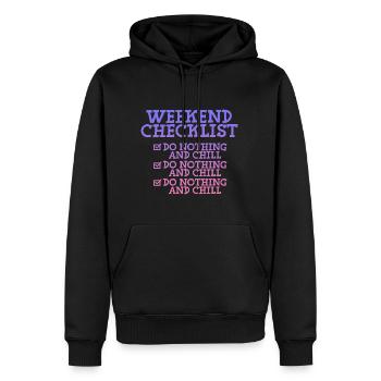 Liste de contrôle du week-end, Ne rien faire et se détendre 2 - Sweat à capuche Premium bio Homme - noir - Devant - Nico (187cm)