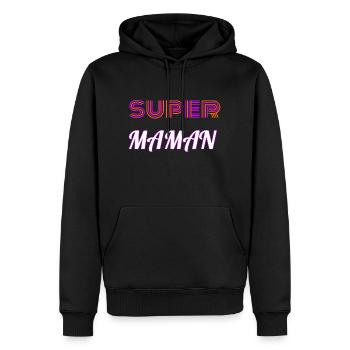 Super Maman - Sweat à capuche Premium bio Homme - noir - Devant - Nico (187cm)
