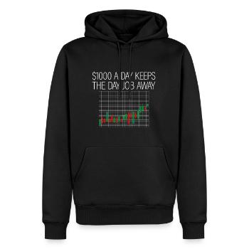 1000 $ par jour éloigne le travail de jour 4 - Sweat à capuche Premium bio Homme - noir - Devant - Nico (187cm)