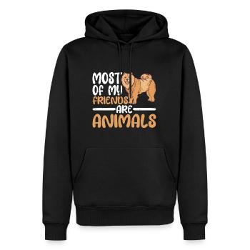 La plupart de mes amis sont des animaux 7 - Sweat à capuche Premium bio Homme - noir - Devant - Nico (187cm)