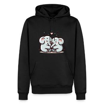 Two Elephants In Love - Männer Premium Bio Hoodie - Schwarz - Vorne - Nico (187cm)