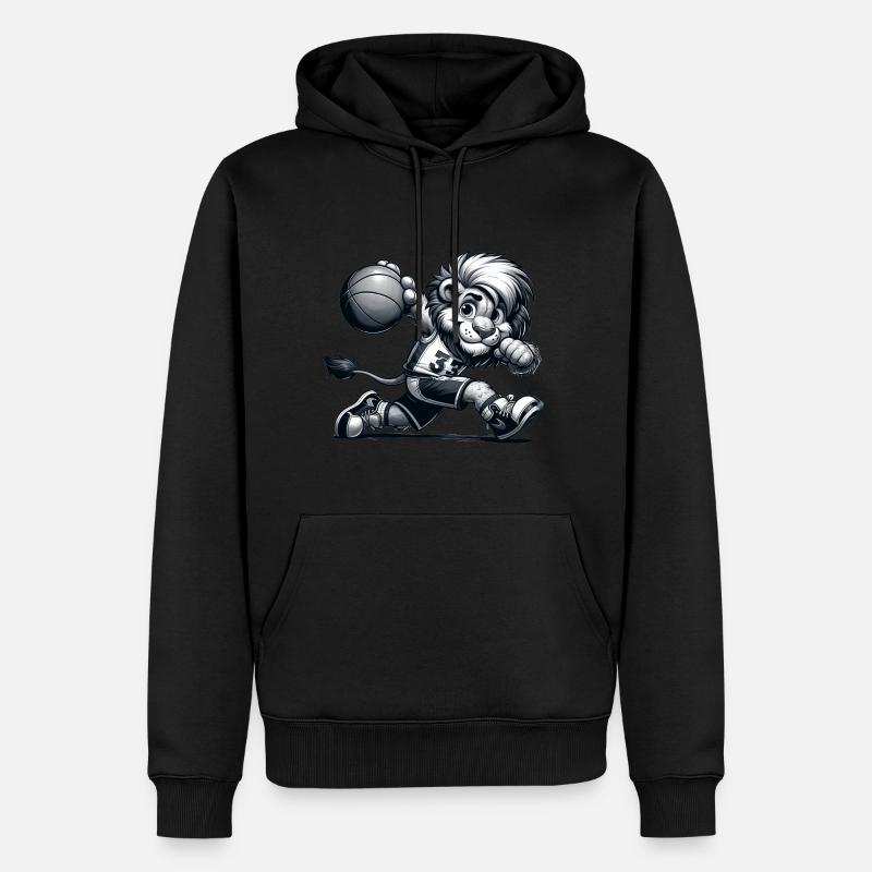 Mignon joueur de basket-ball Lion - Sweat à capuche Premium bio Homme - noir