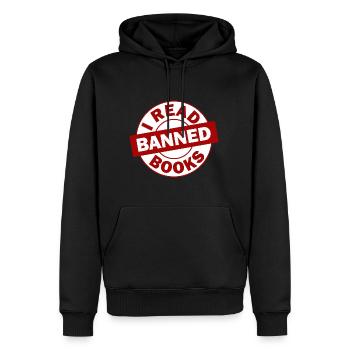 J’ai lu des livres interdits 34 - Sweat à capuche Premium bio Homme - noir - Devant - Nico (187cm)