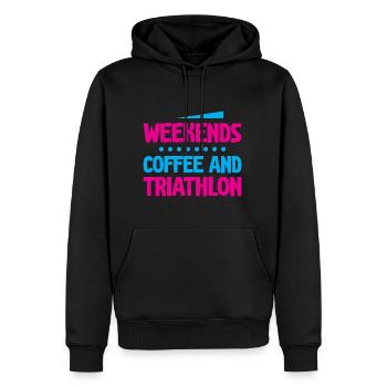 Weekends Coffee And Triathlon 4 - Männer Premium Bio Hoodie - Schwarz - Vorne - Nico (187cm)