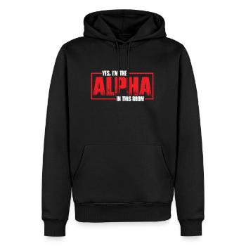 Oui, je suis l’alpha dans cette pièce 30 - Sweat à capuche Premium bio Homme - noir - Devant - Nico (187cm)