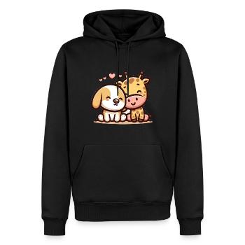 Cuddling Dog And Giraffe In Love - Männer Premium Bio Hoodie - Schwarz - Vorne - Nico (187cm)
