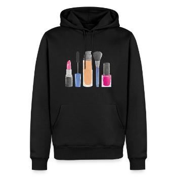 Maquillage beauté - Sweat à capuche Premium bio Homme - noir - Devant - Nico (187cm)