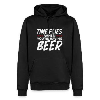 Time Flies When You're Having Beer 3 - Männer Premium Bio Hoodie - Schwarz - Vorne - Nico (187cm)