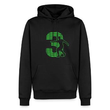 Fußball soccer sport Fußballer Fußballplatz NR.3 - Männer Premium Bio Hoodie - Schwarz - Vorne - Nico (187cm)