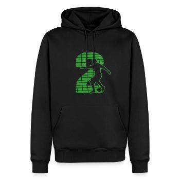 Fußball soccer sport Fußballer Fußballplatz NR.2 - Männer Premium Bio Hoodie - Schwarz - Vorne - Nico (187cm)