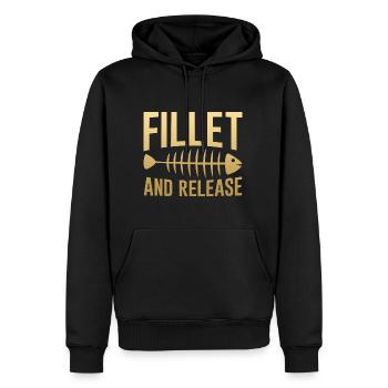Fillet And Release 4 - Men’s Premium Organic Hoodie - black - Front - Nico (187cm)
