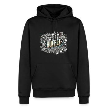 Chemin vers le buffet 47 - Sweat à capuche Premium bio Homme - noir - Devant - Nico (187cm)