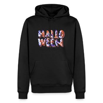 Halloween vibes, schriftzug ,Fall, Herbst - Männer Premium Bio Hoodie - Schwarz - Vorne - Nico (187cm)