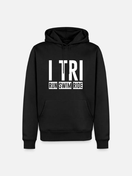 I Tri, Run Swim Ride - Sweat à capuche Premium bio Homme - noir
