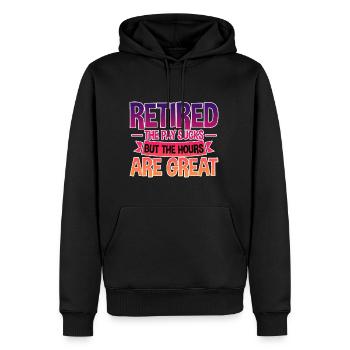 Retired, The Pay Sucks But The Hours Are Great 4 - Männer Premium Bio Hoodie - Schwarz - Vorne - Nico (187cm)