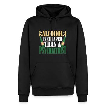Alcohol Is Cheaper Than A Psychiatrist 3 - Männer Premium Bio Hoodie - Schwarz - Vorne - Nico (187cm)