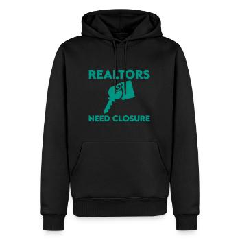 Les agents immobiliers ont besoin d’une fermeture 2 - Sweat à capuche Premium bio Homme - noir - Devant - Nico (187cm)