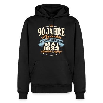 Geburtstag Mai 1933 Mai 1933 geboren 90 Jahre alt - Männer Premium Bio Hoodie - Schwarz - Vorne - Nico (187cm)