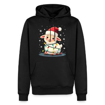 Weihnachtsschaf - Männer Premium Bio Hoodie - Schwarz - Vorne - Nico (187cm)