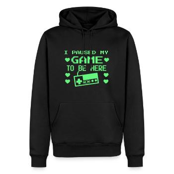 Funny Gamer Saying Gaming I paused my Game - Men’s Premium Organic Hoodie - black - Front - Nico (187cm)