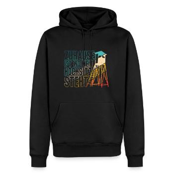 Zuhause ist wo mein Hochsitz ist - Jäger Geschenk - Männer Premium Bio Hoodie - Schwarz - Vorne - Nico (187cm)