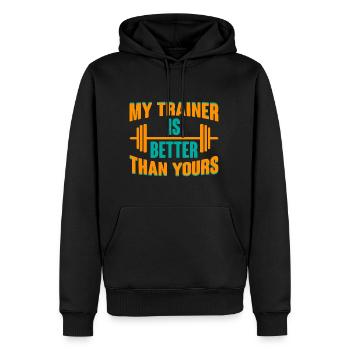 My Trainer Is Better Than Yours 2 - Männer Premium Bio Hoodie - Schwarz - Vorne - Nico (187cm)