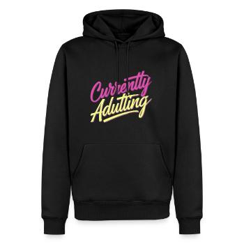 Currently Adulting 9 - Männer Premium Bio Hoodie - Schwarz - Vorne - Nico (187cm)