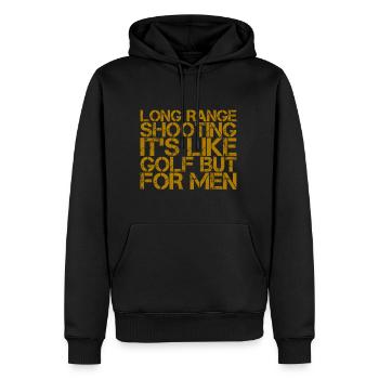Le tir à longue distance, c’est comme le golf mais pour les hommes - Sweat à capuche Premium bio Homme - noir - Devant - Nico (187cm)