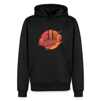 Je déteste la jambe Jour 22 - Sweat à capuche Premium bio Homme - noir - Devant - Nico (187cm)