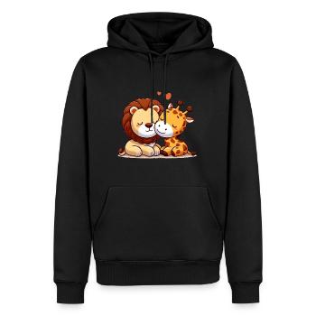 Cuddling Lion And Giraffe In Love - Männer Premium Bio Hoodie - Schwarz - Vorne - Nico (187cm)