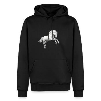 cheval blanc gris Low Poly logo Art Design - Sweat à capuche Premium bio Homme - noir - Devant - Nico (187cm)