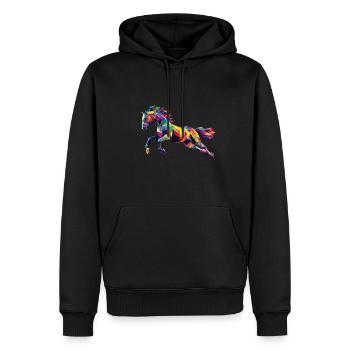 Tête de cheval colorée Low Poly logo design - Sweat à capuche Premium bio Homme - noir - Devant - Nico (187cm)