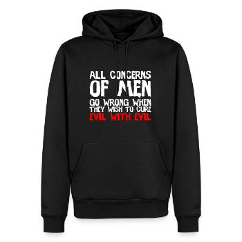 Quand ils veulent guérir le mal avec le mal 2 - Sweat à capuche Premium bio Homme - noir - Devant - Nico (187cm)