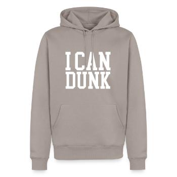 I Can Dunk - Männer Premium Bio Hoodie - Taupe - Vorne - Nico (187cm)