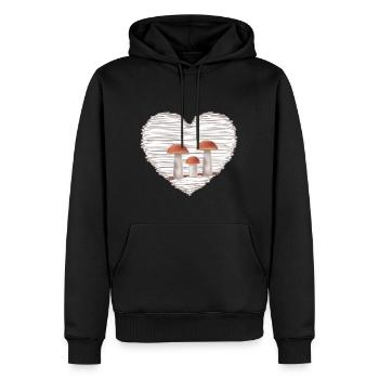 La cueilleuse de champignons adore le temps des champignons - Sweat à capuche Premium bio Homme - noir - Devant - Nico (187cm)