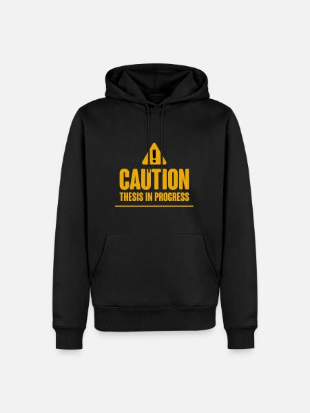 Caution Thesis In Progress 2 - Männer Premium Bio Hoodie - Schwarz