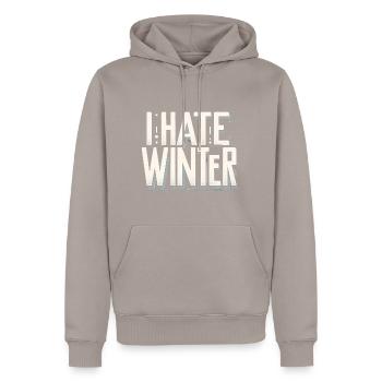 Je déteste l’hiver 10 - Sweat à capuche Premium bio Homme - taupe - Devant - Nico (187cm)